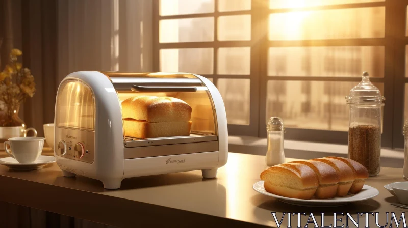 AI ART Modern Toaster on Kitchen Counter