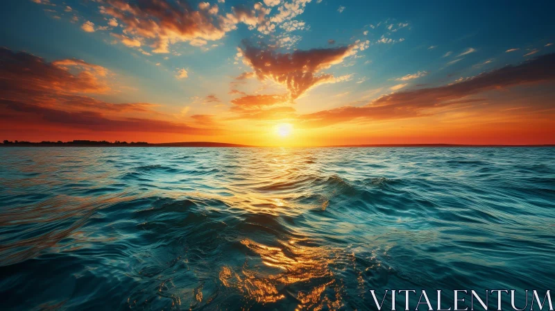 AI ART Serene Sunset Over the Sea - Captivating Colors of Nature
