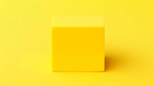 Yellow Cube 3D Rendering on Bright Background