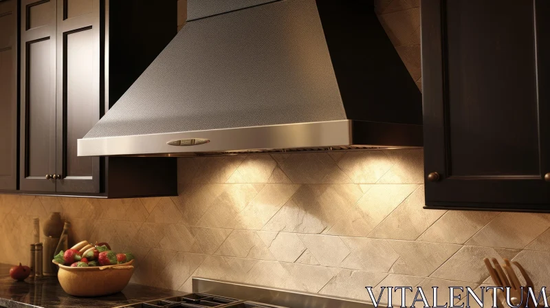 AI ART Contemporary Kitchen with Stainless Steel Range Hood