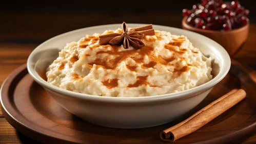 Delicious Rice Pudding with Cinnamon and Cranberries