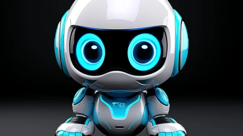 Enigmatic 3D Robot with Blue Eyes