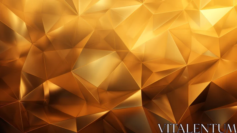 Golden 3D Abstract Polygonal Background AI Image
