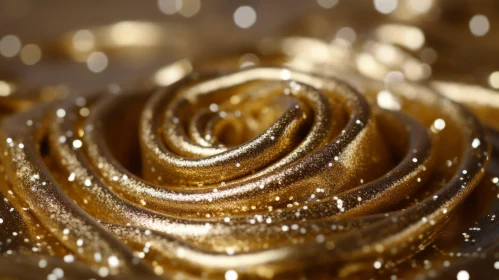 Golden Rose in Liquid Metal - Close-up Artwork