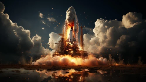 Space Shuttle Launch: Fiery Lift-off Scene
