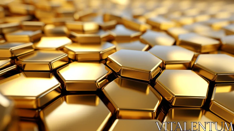Luxurious Gold Honeycomb Metallic Pattern AI Image