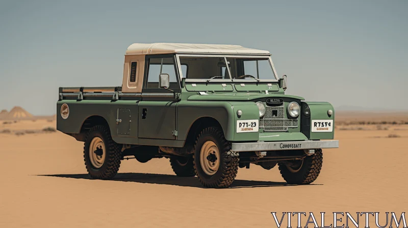 AI ART Vintage Land Rover in the Desert: Photorealistic Rendering