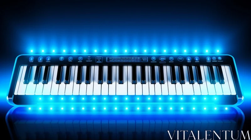 Blue and Black Electronic Keyboard 3D Rendering AI Image
