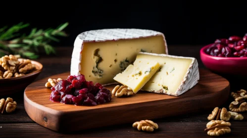 Delicious Brie Cheese Appetizer with Red Currant Jam and Walnuts