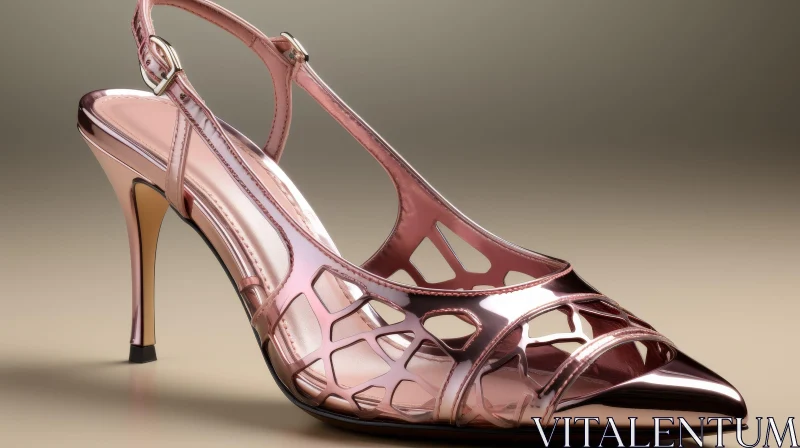 AI ART Elegant Pink High Heel Shoe on Beige Background
