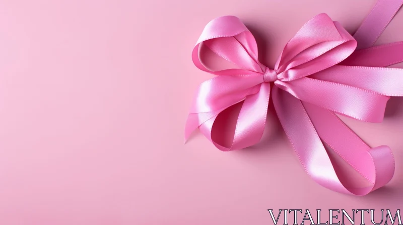 Elegant Pink Satin Bow on Pink Background AI Image