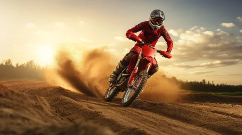 Extreme Dirt Bike Racing: Thrilling Jump in Forest Setting