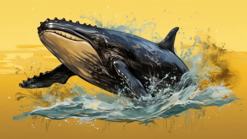 Humpback Whale Jumping Out of Water - Stunning Digital Painting