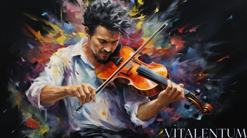 Man Playing Violin - Artistic Painting AI Image