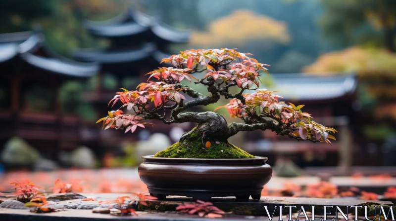 Bonsai Tree in Japanese Garden - Nature Photography AI Image