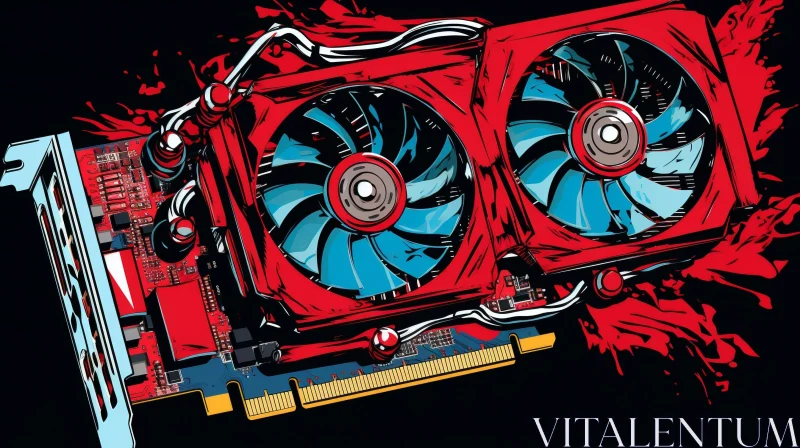 AI ART Detailed Digital Art of Red and Black Graphics Card