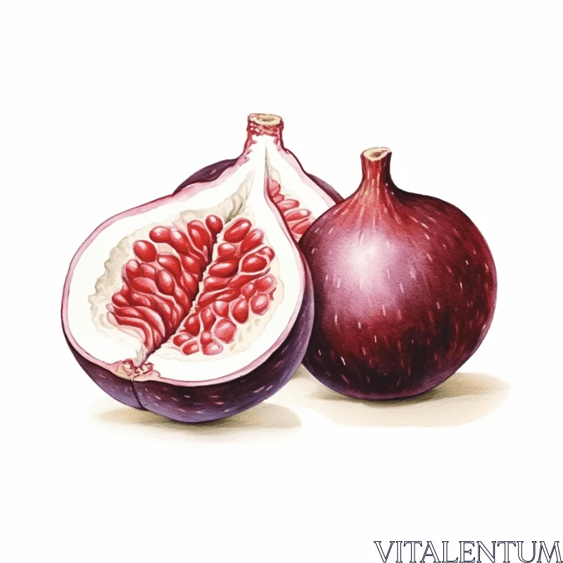 Fig Watercolor Illustration | Realistic and Hyper-Detailed AI Image