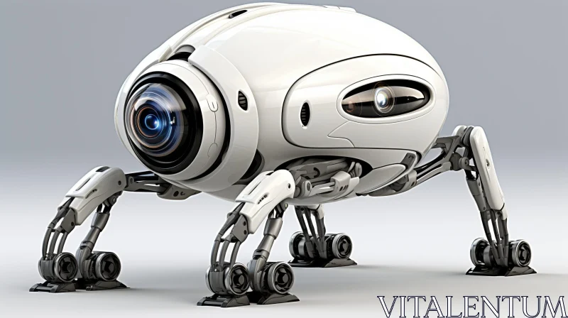 AI ART Futuristic White and Gray Robot with Camera-Like Head