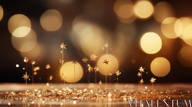 Golden Bokeh Background with Stars for Festive Occasions AI Image