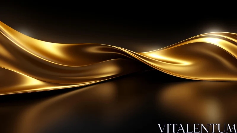 Golden Wave - Abstract 3D Rendering AI Image