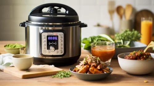 Kitchen Culinary Display: Instant Pot, Soup, and Food Bowl