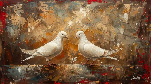 White Doves and Butterfly Painting