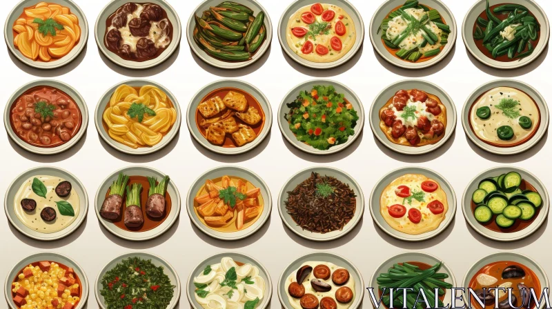 Delicious Food Plates Arrangement AI Image