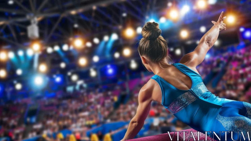 Female Gymnast Balance Beam Performance AI Image