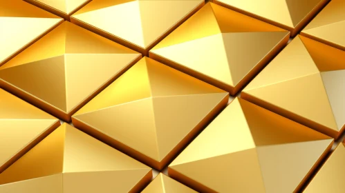 Golden Pyramids Geometric Pattern 3D Rendering