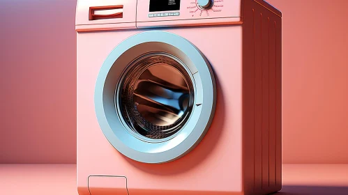 Pink Front-Loading Washing Machine with Digital Control Panel