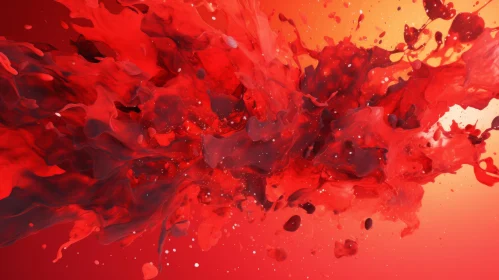 Red Liquid Splash 3D Render on Gradient Background