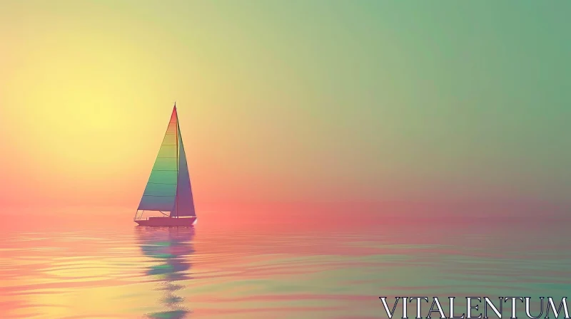 Tranquil Sunset Sea View AI Image