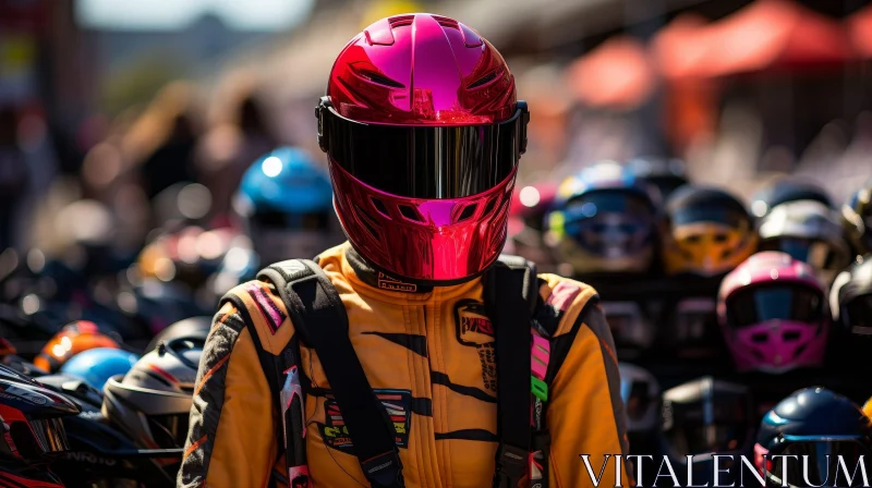 Yellow and Black Racing Suit in City Environment AI Image