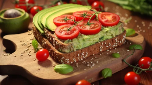Delicious Avocado Toast on Wooden Cutting Board