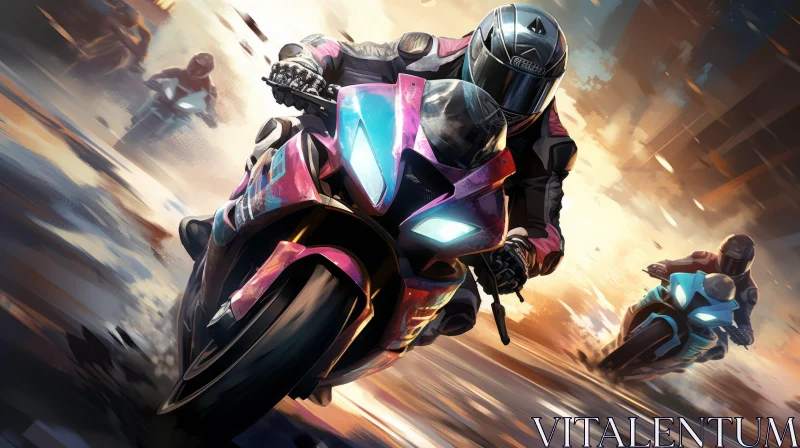 Intense Motorcycle Race Action AI Image
