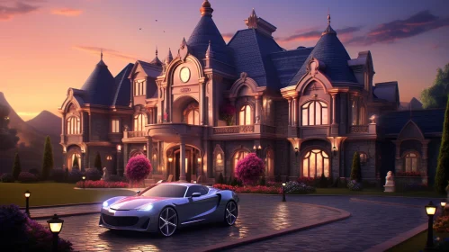 Luxurious Mansion at Sunset