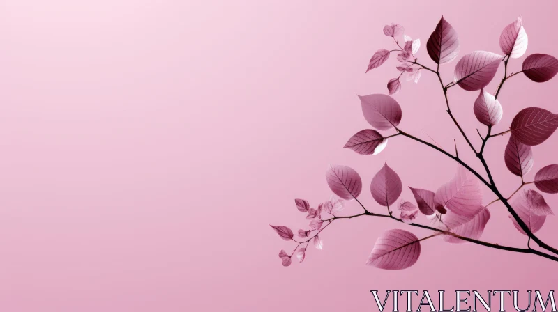 AI ART Pink Background with Realistic Pink Leaves