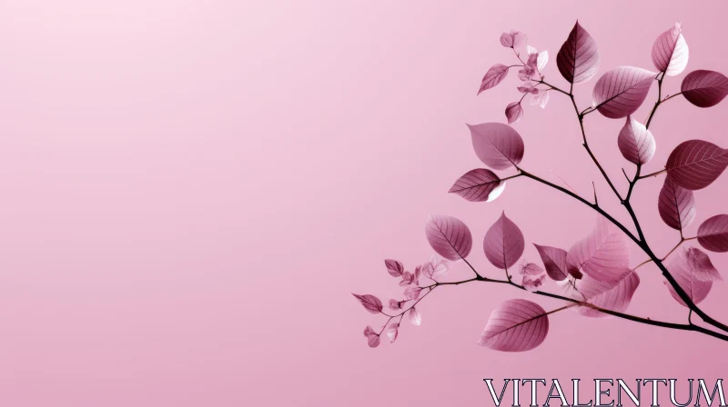 Pink Background with Realistic Pink Leaves