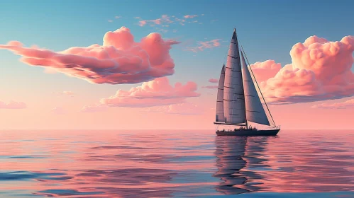 Tranquil Seascape with Sailboat - Serene Ocean View