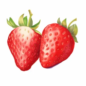 Delicate Watercolor Strawberries on White Background | Hyper-Realistic Animal Illustrations