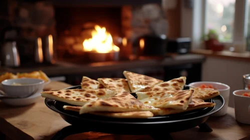 Delicious Cheese Quesadillas by the Fireplace