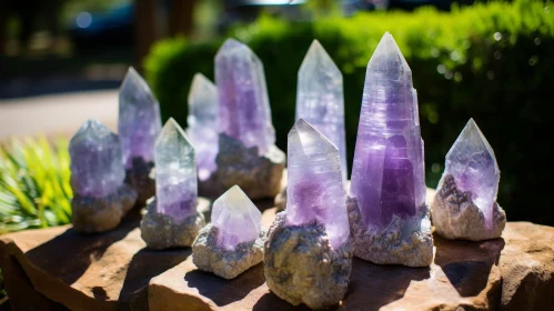 Exquisite Amethyst Crystal Cluster on Stone Surface