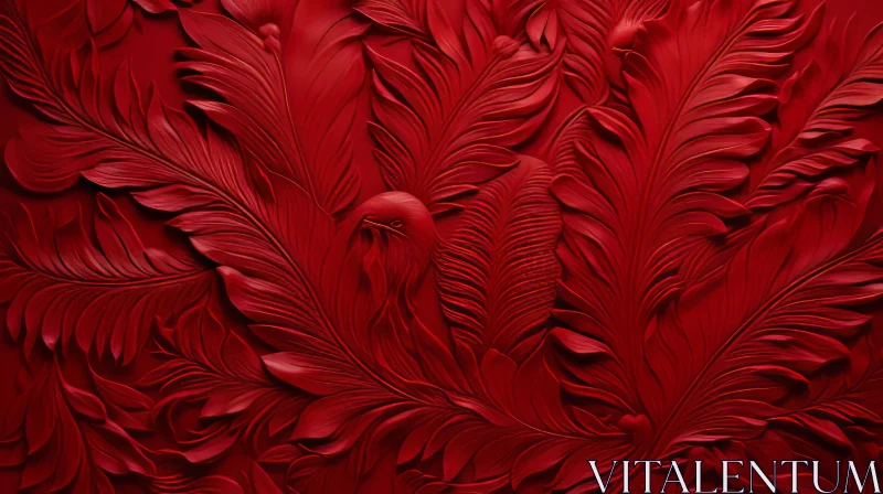 AI ART Luxurious Red Feather Pattern Background