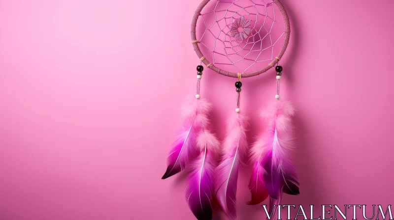 AI ART Pink Dreamcatcher Photography - Serene Pink Background