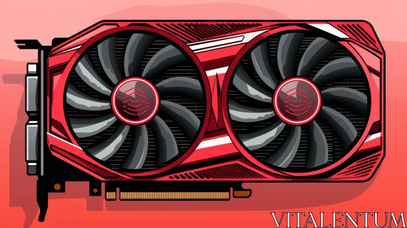 AI ART Red and Black Graphics Card Illustration - Technology Artwork