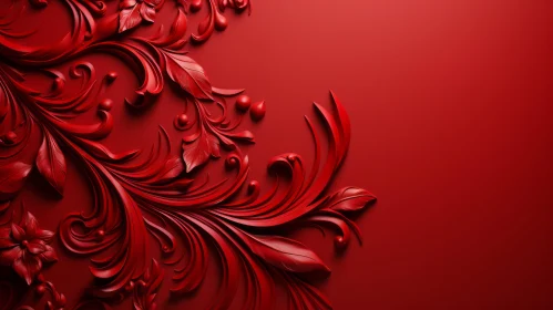 Red Floral Pattern - 3D Rendering