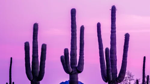 Saguaro Cacti Sunset Desert Landscape