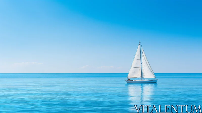 AI ART Tranquil Ocean Sailing Boat Scene