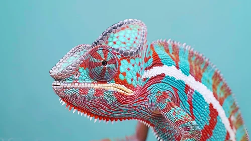 Colorful Chameleon Close-Up - Textured Skin and Bright Eyes