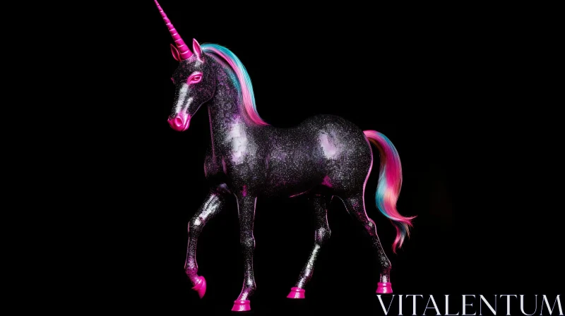 Dark Unicorn 3D Rendering - Fantasy Magical Creature AI Image